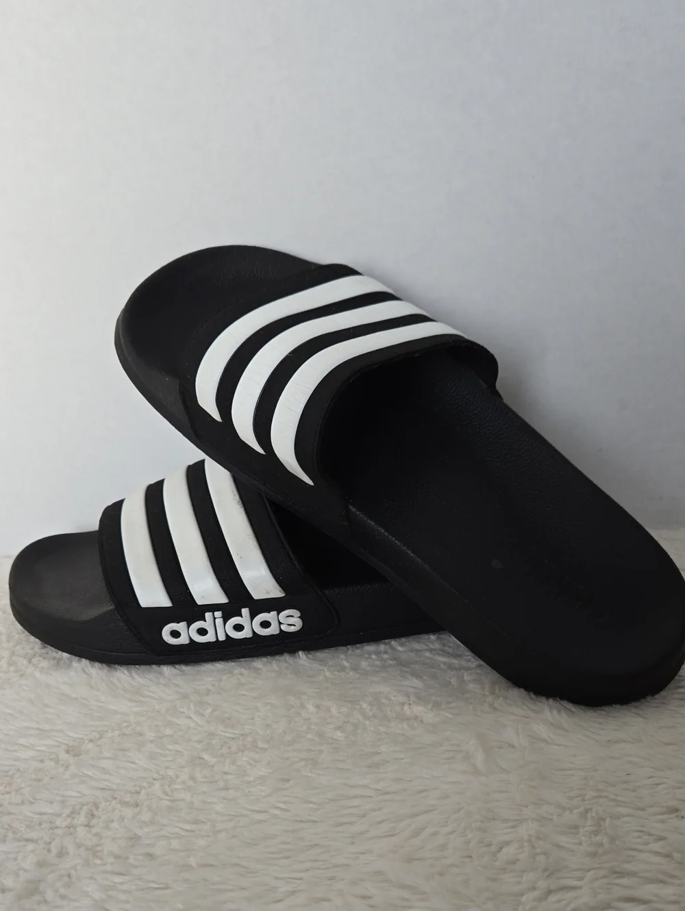 adidas Kids Adilette Shower Slides Black White Size 6